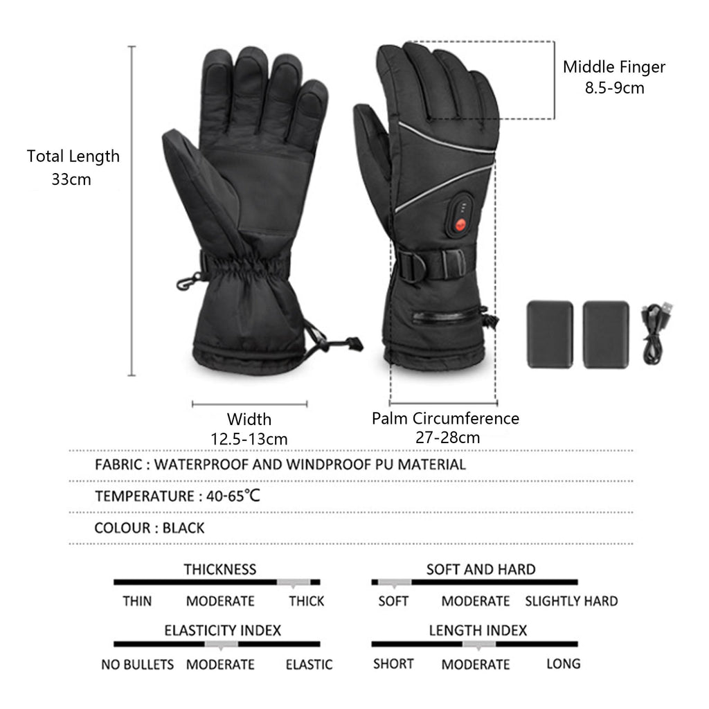 Unisex Heated Motorcycle Gloves, Waterproof Windproof Touchscreen, 6000mAh Battery