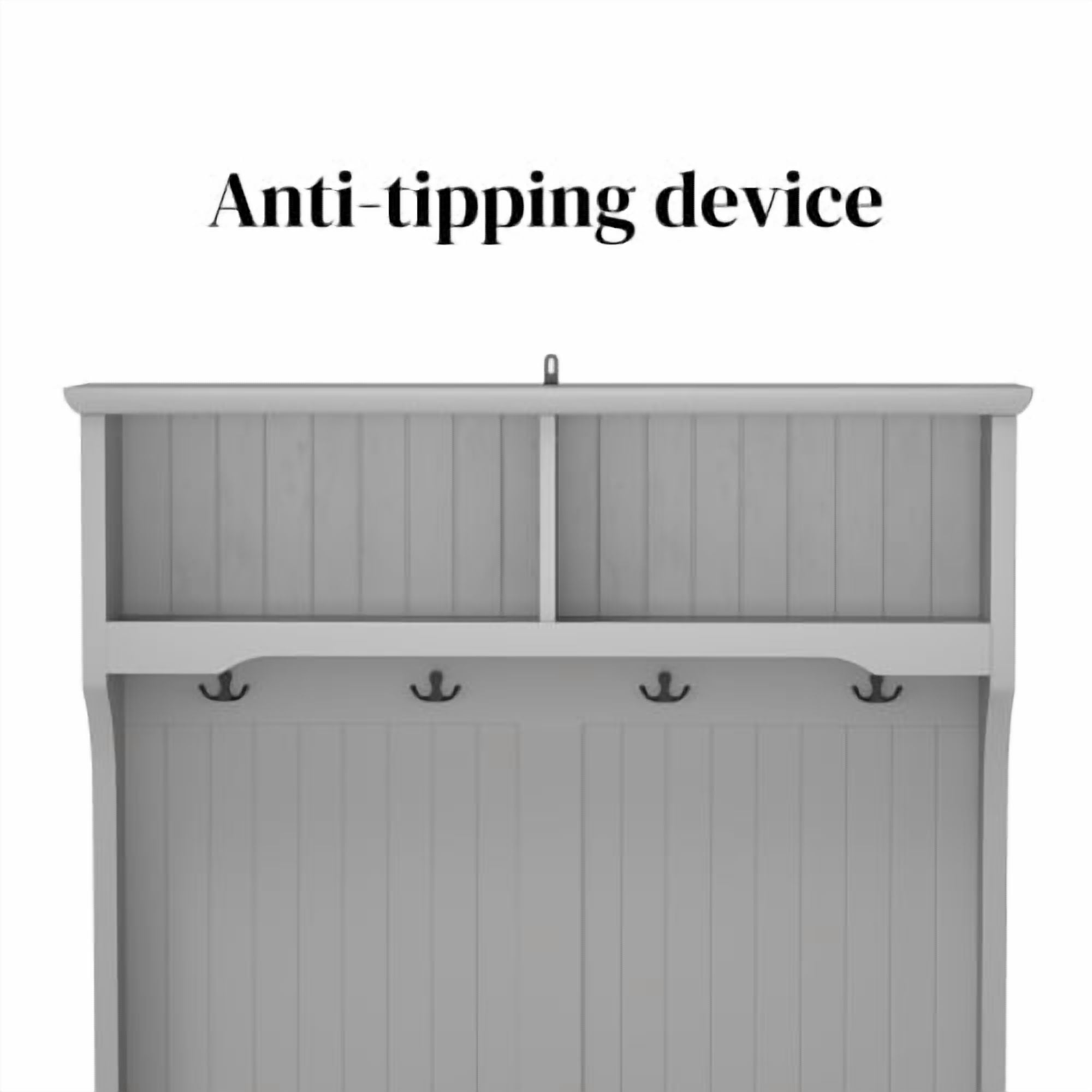 3-in-1 Hallway Hall Tree with 2 Storage Drawer and 4 Coat Rack, Wooden Entryway Shoe Rack Bench with Padded Seat Cushion, Mudroom Bench with Top Storage Shelf (Grey)