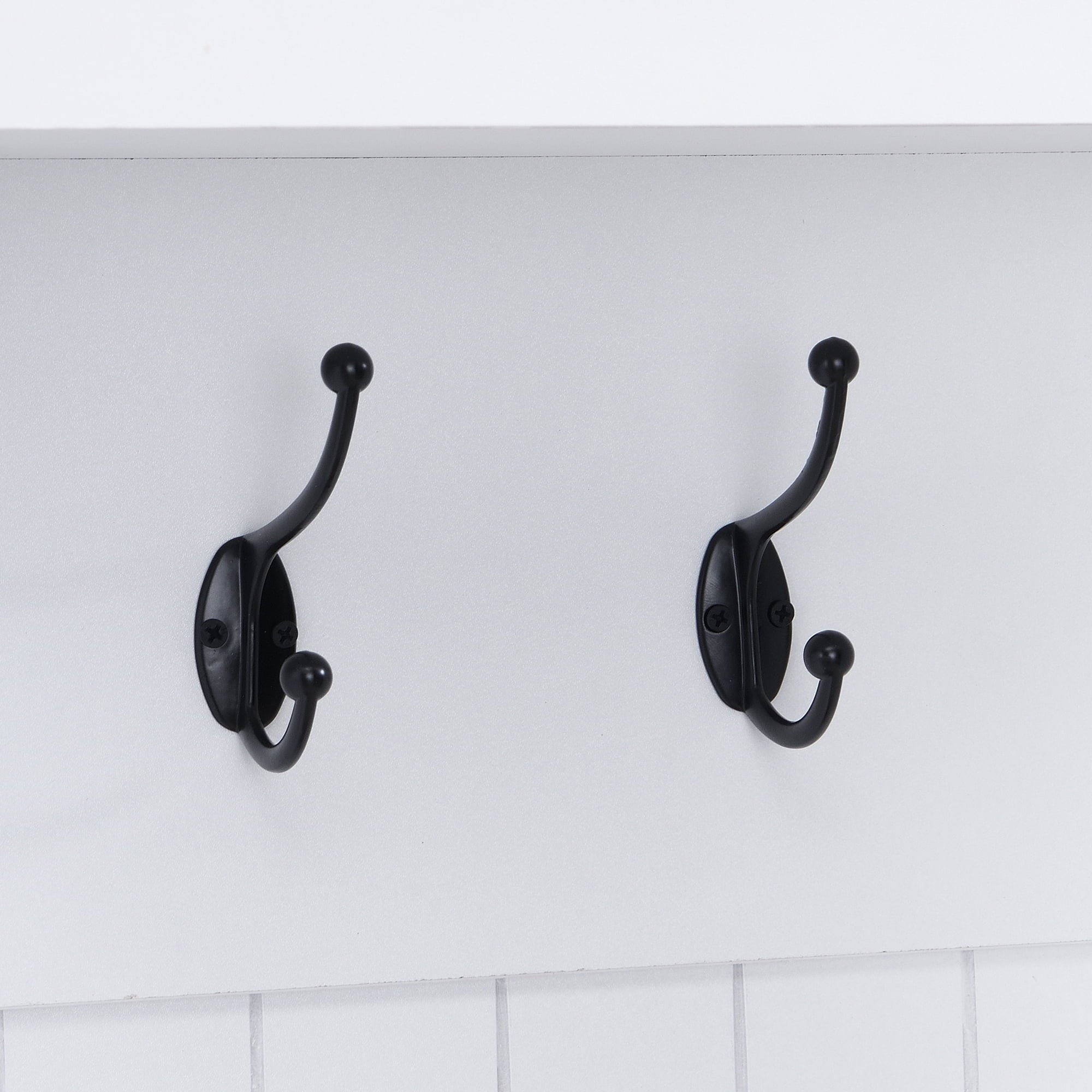 Farmhouse Hall Tree with 8 Hooks and Entryway Bench - 76.7" Tall 3-in-1 Wooden Style Coat and Shoe Rack with Open Storage Compartments for Mudroom, Living Room, Hallway